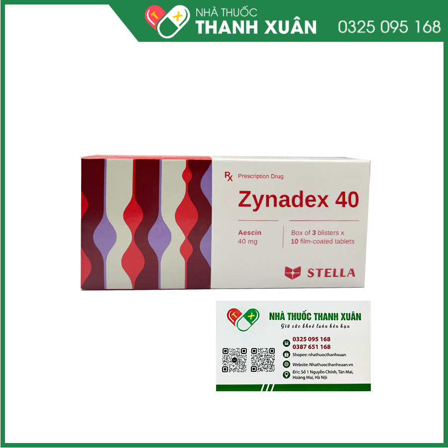 Zynadex 40 điều trị và phòng ngừa phù nề, suy giãn tĩnh mạch, trĩ, viêm tắc bạch huyết, chấn thương sau phẫu thuật